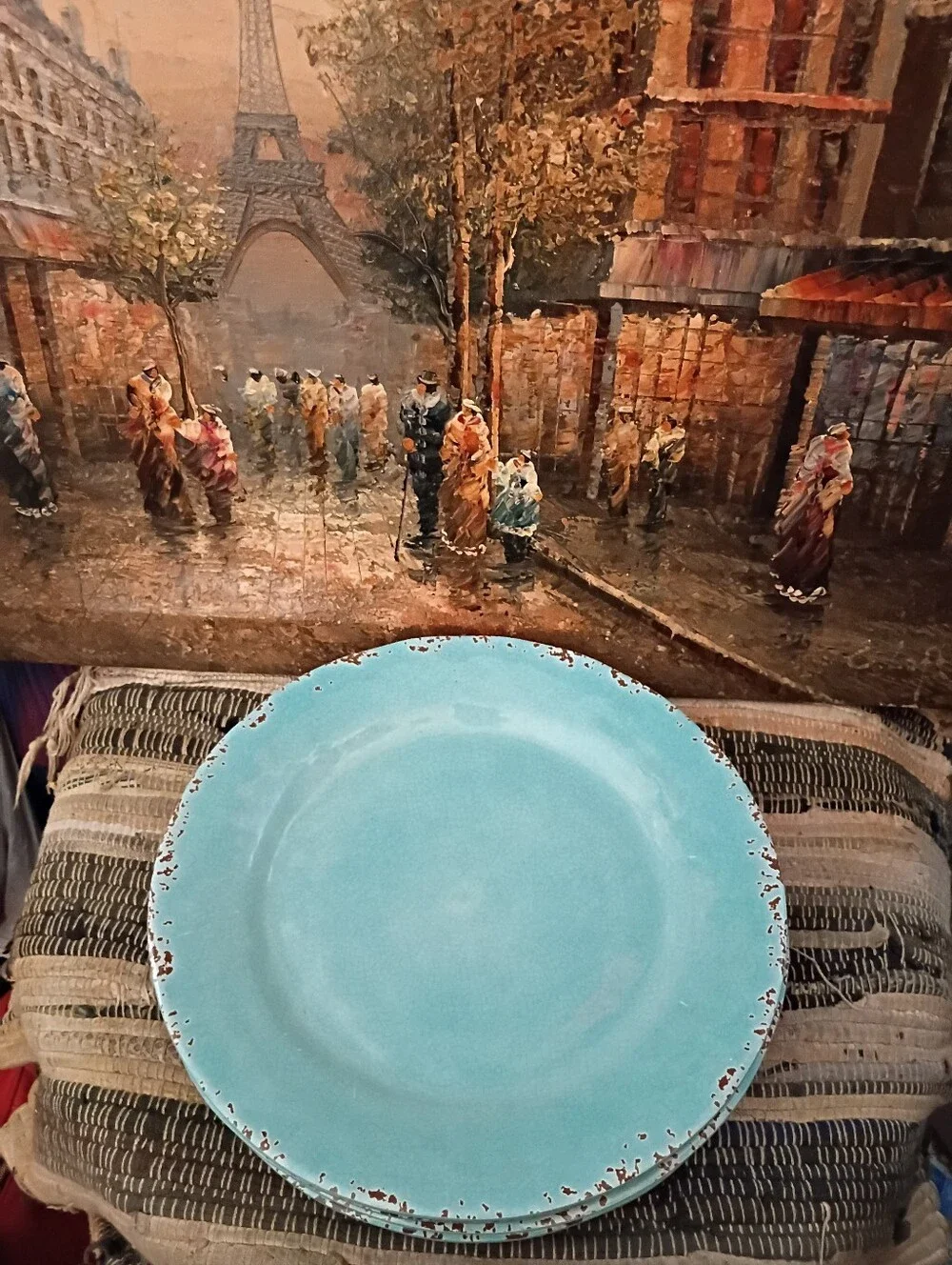 Tommy Bahama -5 Handcrafted Turquoise Ceramic Decorative Plate - Home Art Accent - Picture 4 of 6